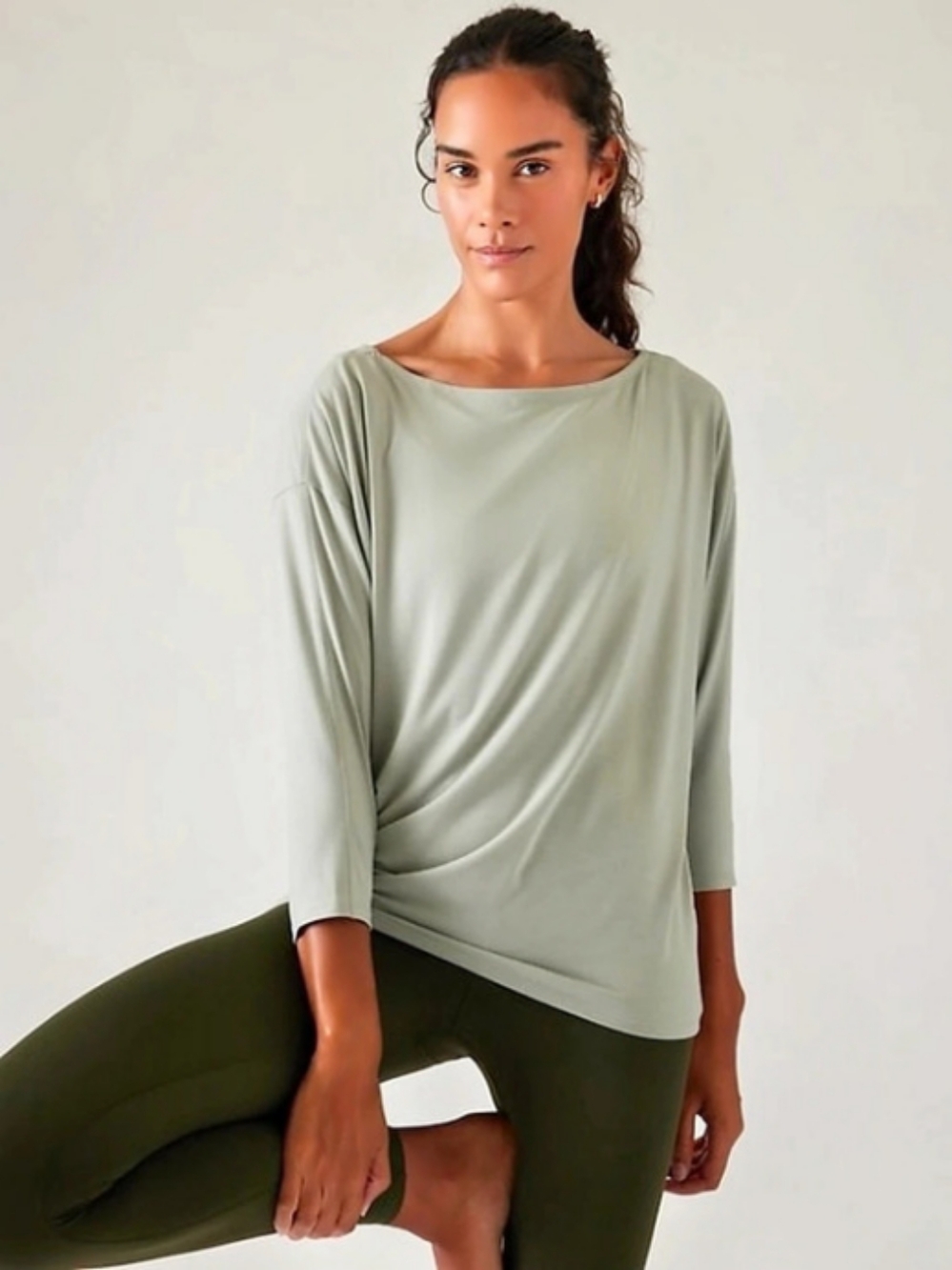 Athleta EASE IN Long Sleeve Top in Sage Like New